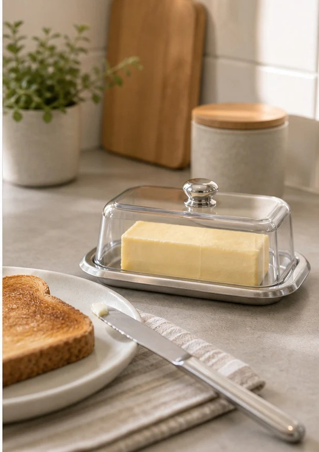 Cozy Haven Stainless Butter Dish with Lid lifestyle image 3