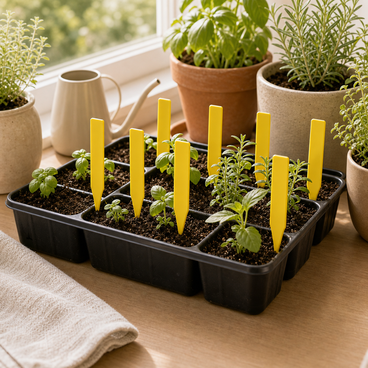 Cozy Haven T-Shaped Plant Labels lifestyle image 2 for Yellow / 9.9 x 1.8 cm / 30 Piece Set; Yellow / 9.9 x 1.8 cm / 50 Piece Set; Yellow / 9.9 x 1.8 cm / 100 Piece Set