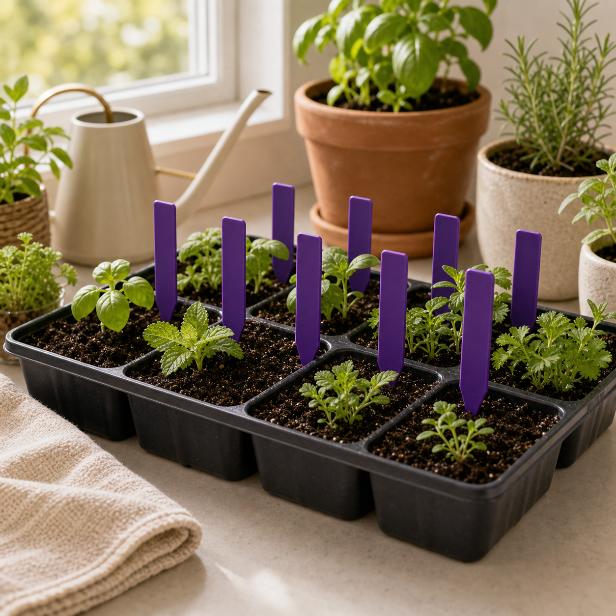 Cozy Haven T-Shaped Plant Labels lifestyle image 5 for Purple / 9.9 x 1.8 cm / 30 Piece Set; Purple / 9.9 x 1.8 cm / 50 Piece Set; Purple / 9.9 x 1.8 cm / 100 Piece Set