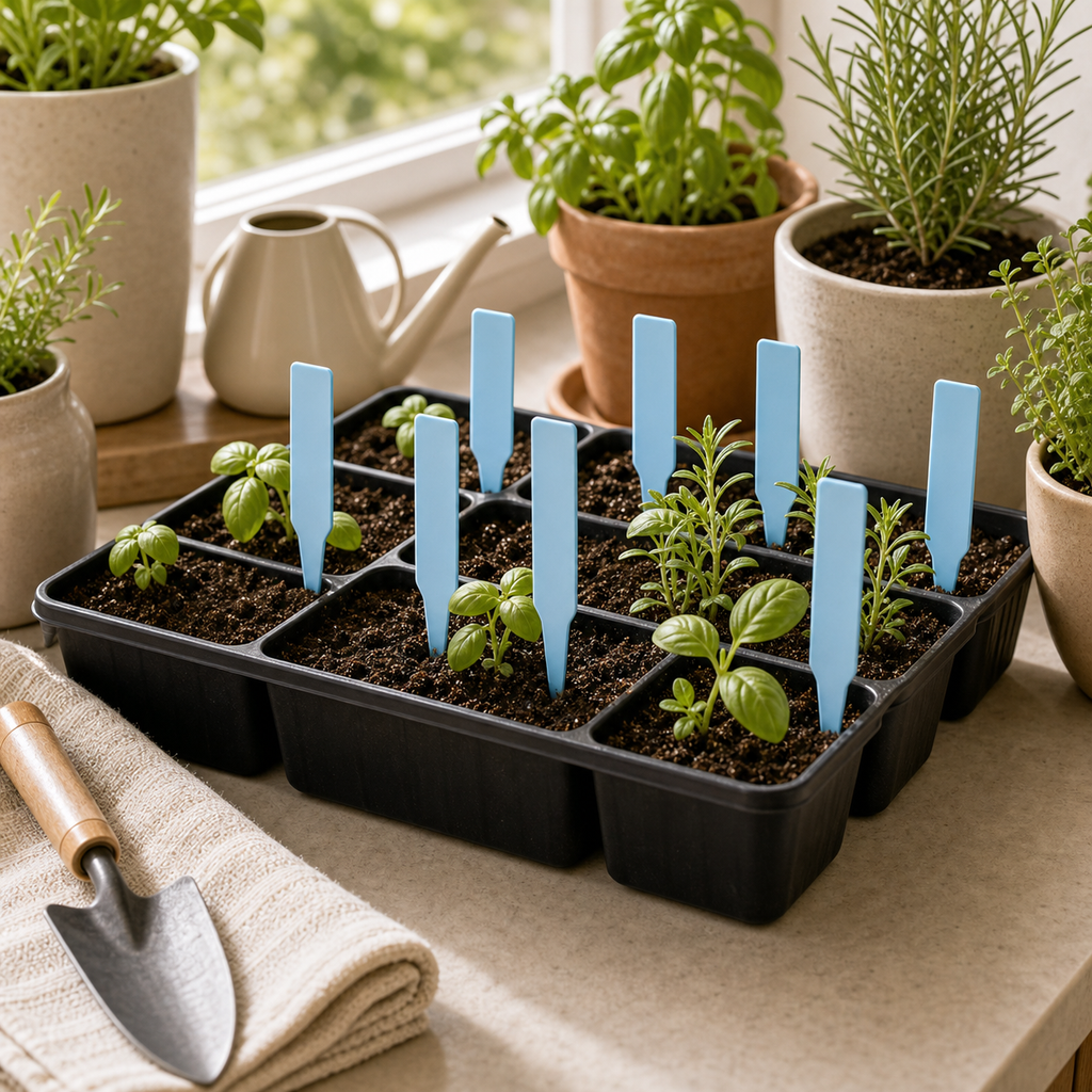 Cozy Haven T-Shaped Plant Labels lifestyle image 7 for Light Blue / 9.9 x 1.8 cm / 30 Piece Set; Light Blue / 9.9 x 1.8 cm / 50 Piece Set; Light Blue / 9.9 x 1.8 cm / 100 Piece Set