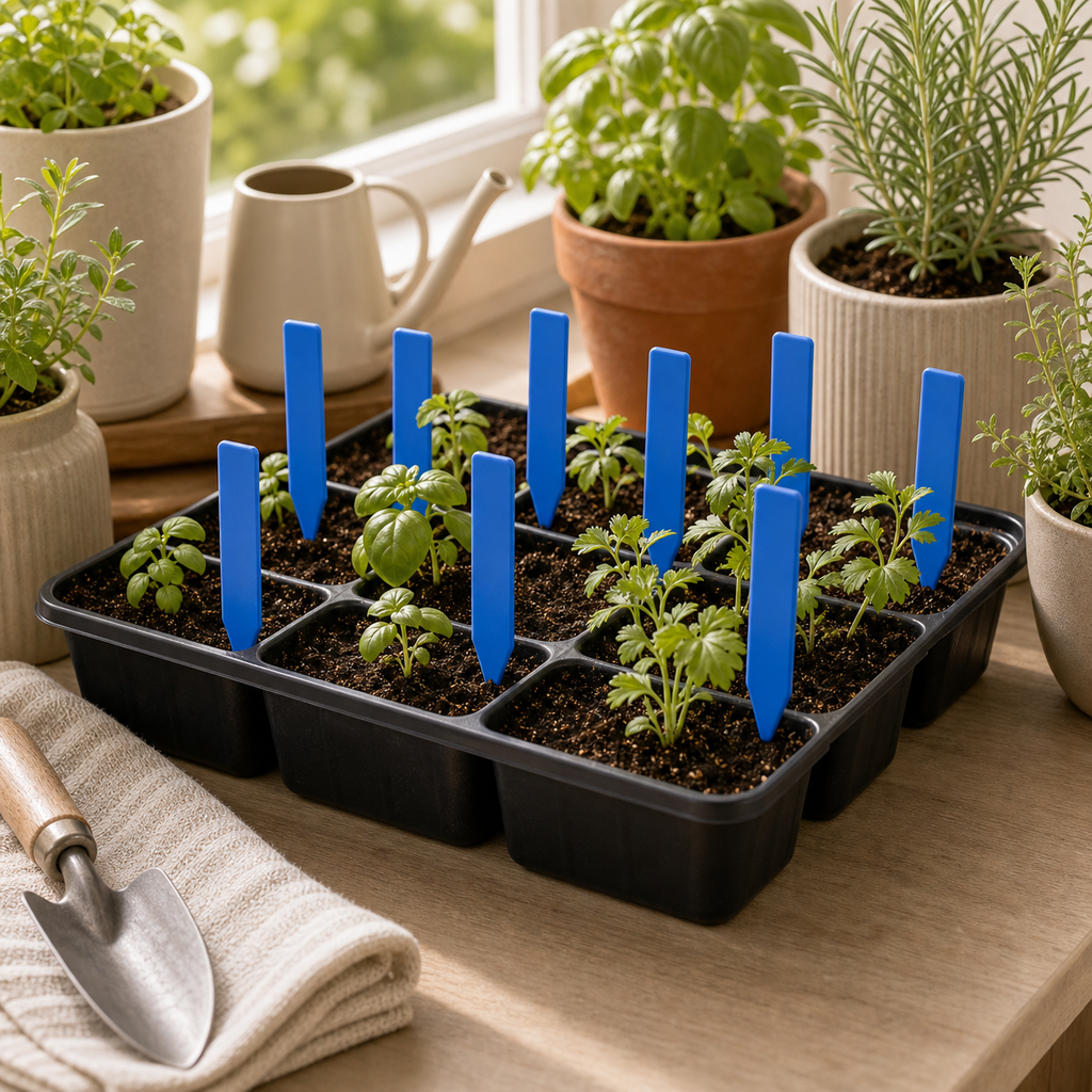 Cozy Haven T-Shaped Plant Labels lifestyle image 9 for Blue / 9.9 x 1.8 cm / 30 Piece Set; Blue / 9.9 x 1.8 cm / 50 Piece Set; Blue / 9.9 x 1.8 cm / 100 Piece Set