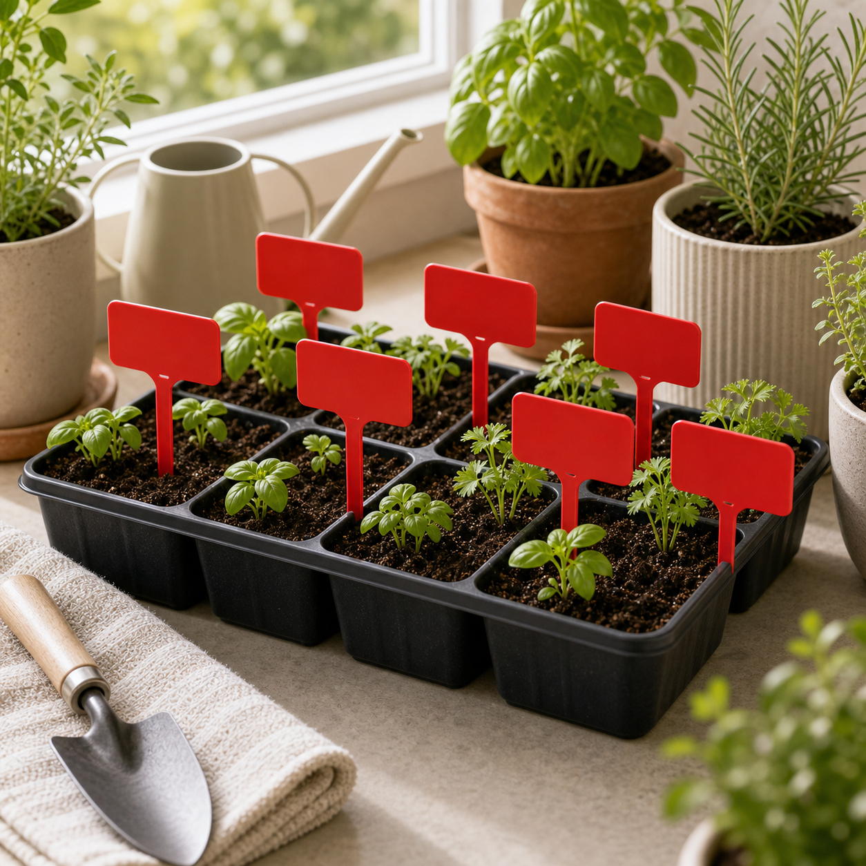 Cozy Haven T-Shaped Plant Labels lifestyle image 13 for Red / 9.8 x 4.9 cm / 30 Piece Set; Red / 9.8 x 4.9 cm / 50 Piece Set; Red / 9.8 x 4.9 cm / 100 Piece Set