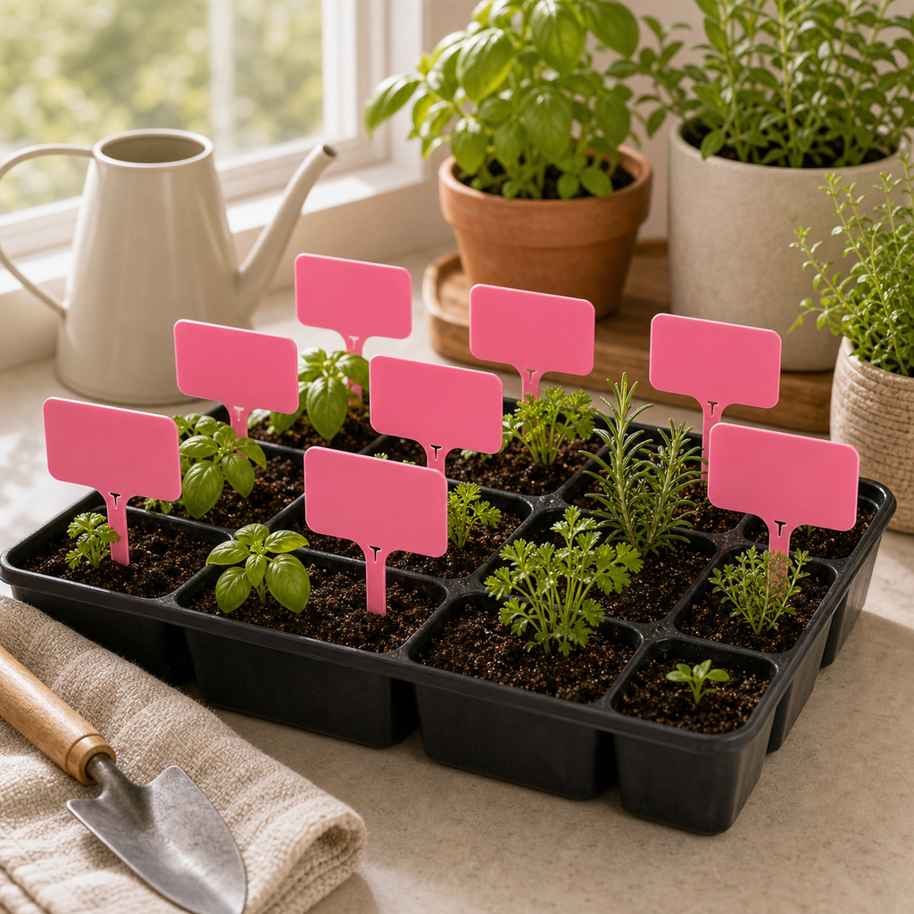 Cozy Haven T-Shaped Plant Labels lifestyle image 15 for Pink / 9.8 x 4.9 cm / 30 Piece Set; Pink / 9.8 x 4.9 cm / 50 Piece Set; Pink / 9.8 x 4.9 cm / 100 Piece Set