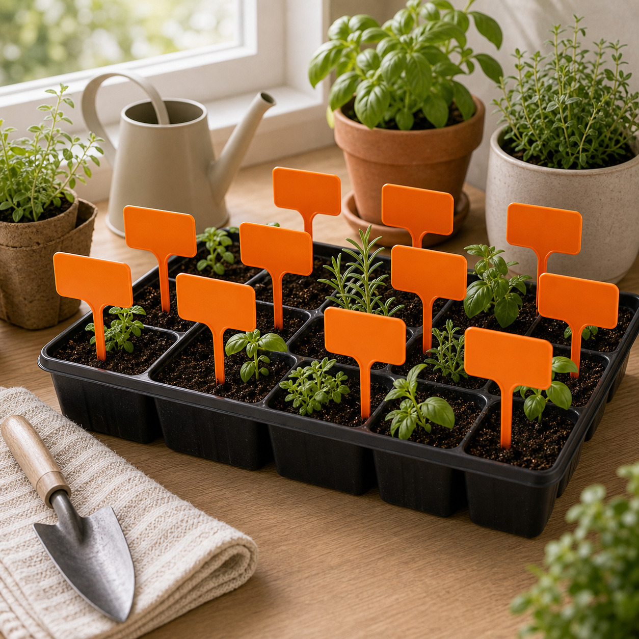 Cozy Haven T-Shaped Plant Labels lifestyle image 17 for Orange / 9.8 x 4.9 cm / 30 Piece Set; Orange / 9.8 x 4.9 cm / 50 Piece Set; Orange / 9.8 x 4.9 cm / 100 Piece Set
