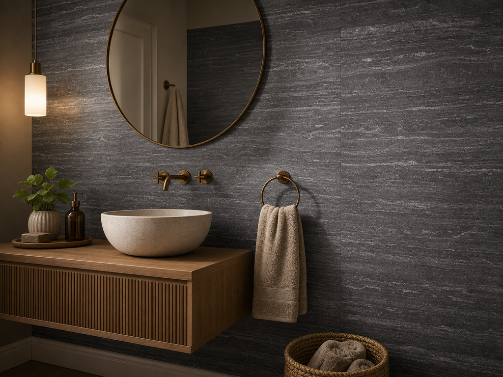 Cozy Haven Travertine Peel and Stick Wall Mural Panels - dark gray - Cozy Haven product photo