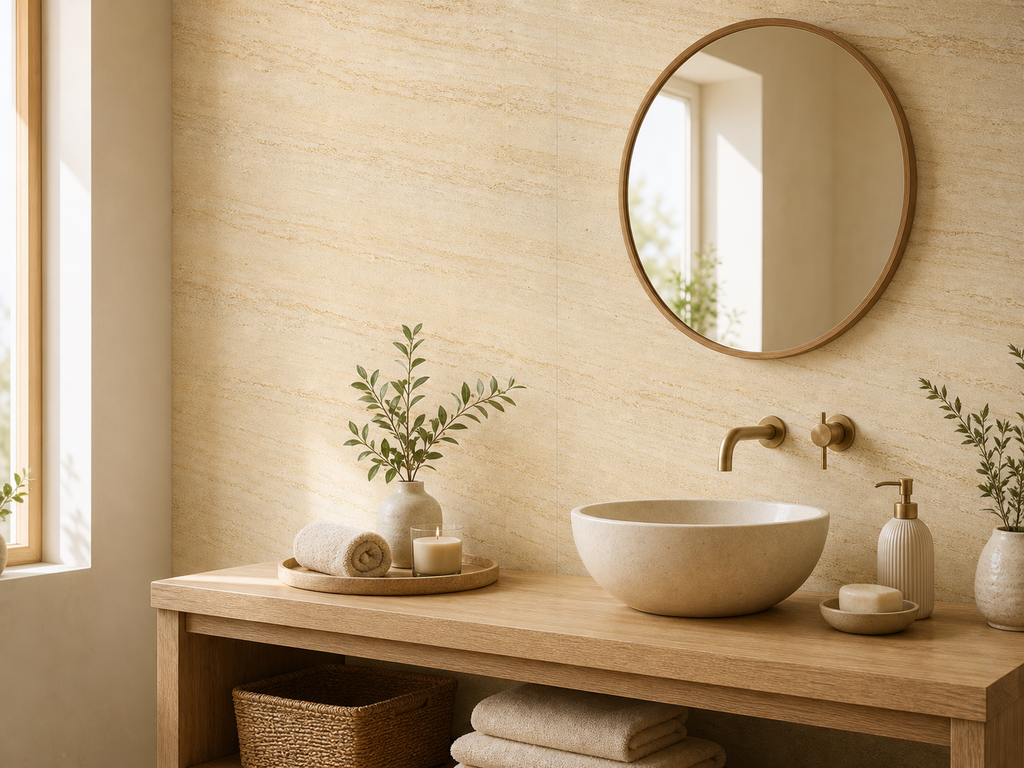 Cozy Haven Travertine Peel and Stick Wall Mural Panels - light yellow - Cozy Haven product photo