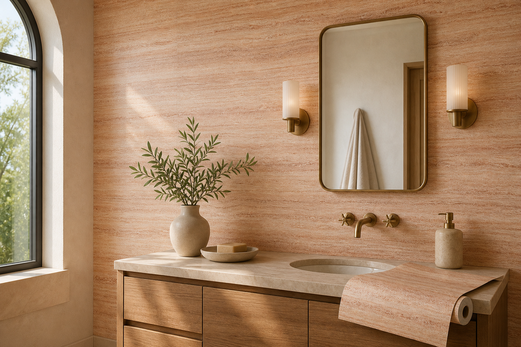 Cozy Haven Travertine Peel and Stick Wall Mural Panels - orange yellow - Cozy Haven product photo