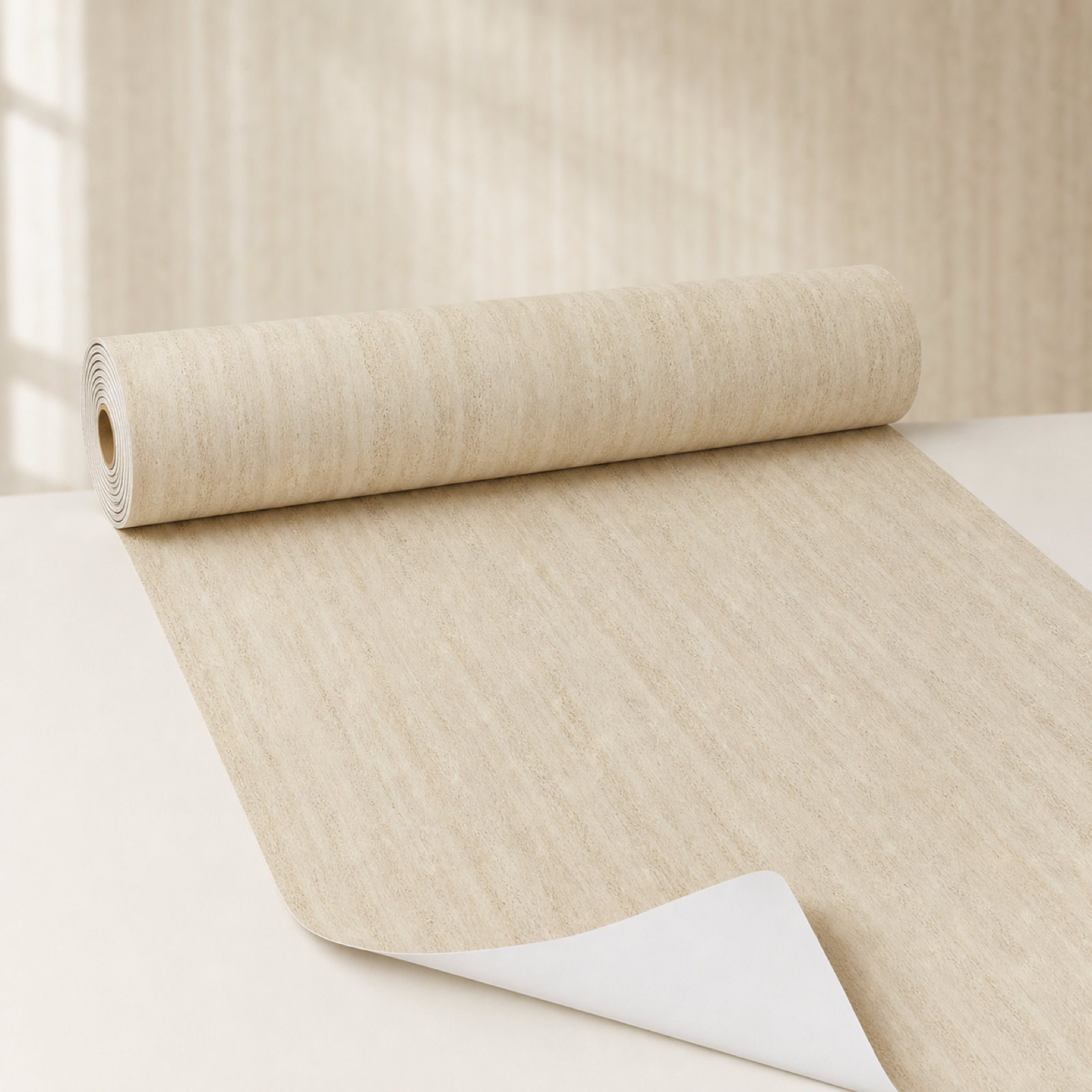 Cozy Haven Travertine Peel-and-Stick Wall Mural (300 × 40 cm Roll) — roll detail