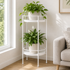 Cozy Haven Two-Tier Metal Plant Stand in White Large