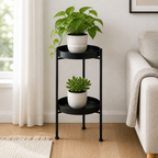 Cozy Haven Two-Tier Metal Plant Stand in Black Small