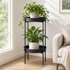 Cozy Haven Two-Tier Metal Plant Stand in Black Large