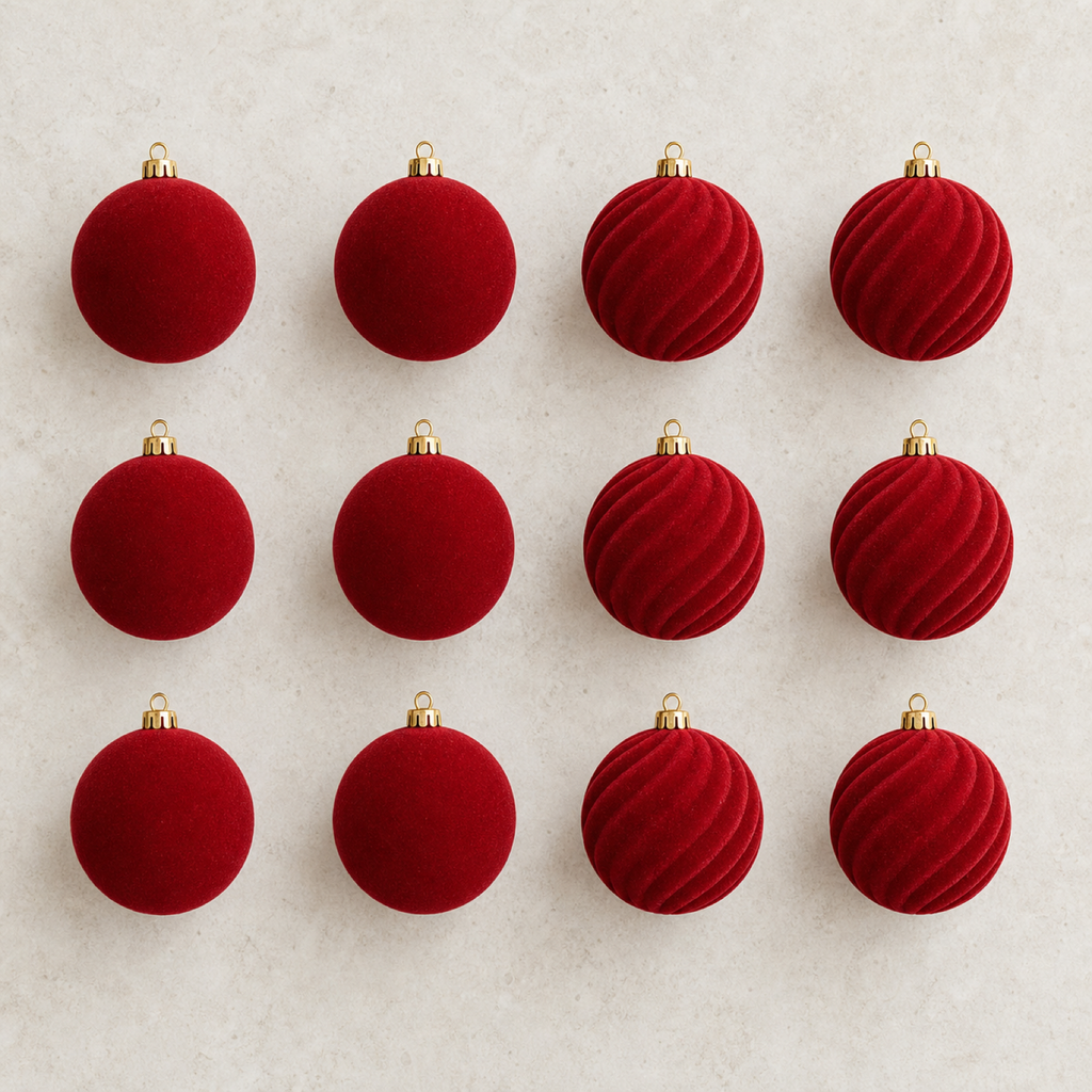 Cozy Haven Velvet Ornament Set (12-Piece) — detail view
