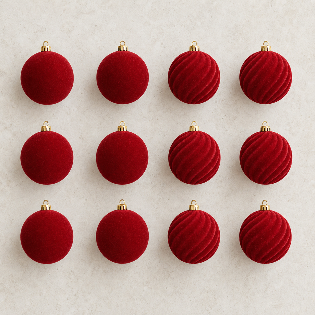 Christmas Ornaments — Velvet Set (12-Piece)