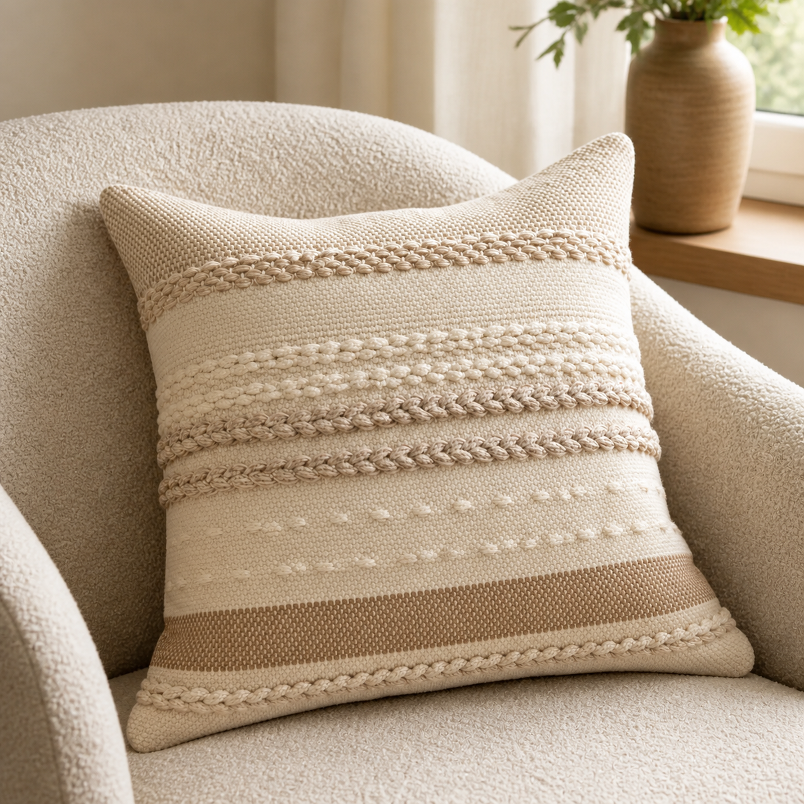 Cozy Haven Vintage Moroccan Velvet Throw Pillow Cover — Khaki — lifestyle view