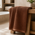 Cozy Haven waffle stonewashed cotton towels in brown
