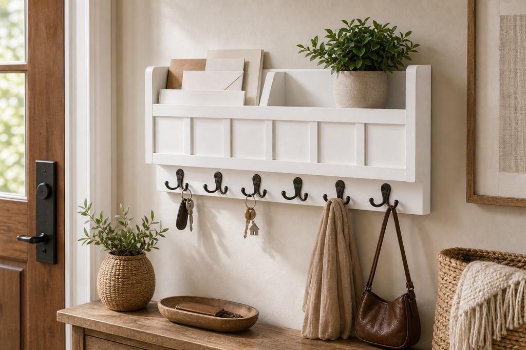 Cozy Haven Wall-Mounted Mail and Key Holder - 6 Hook