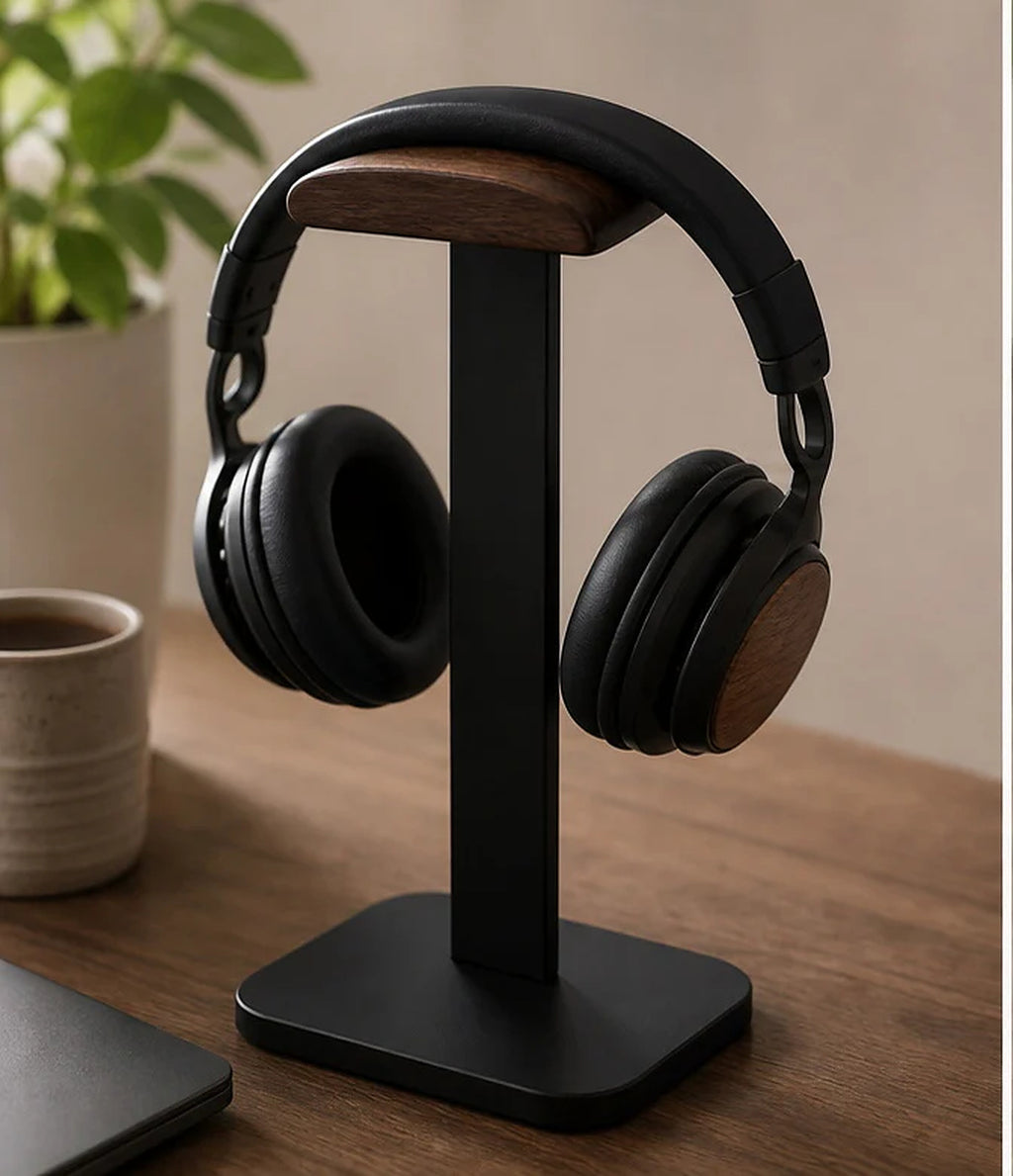 Cozy Haven Walnut Headphone Stand lifestyle image 1