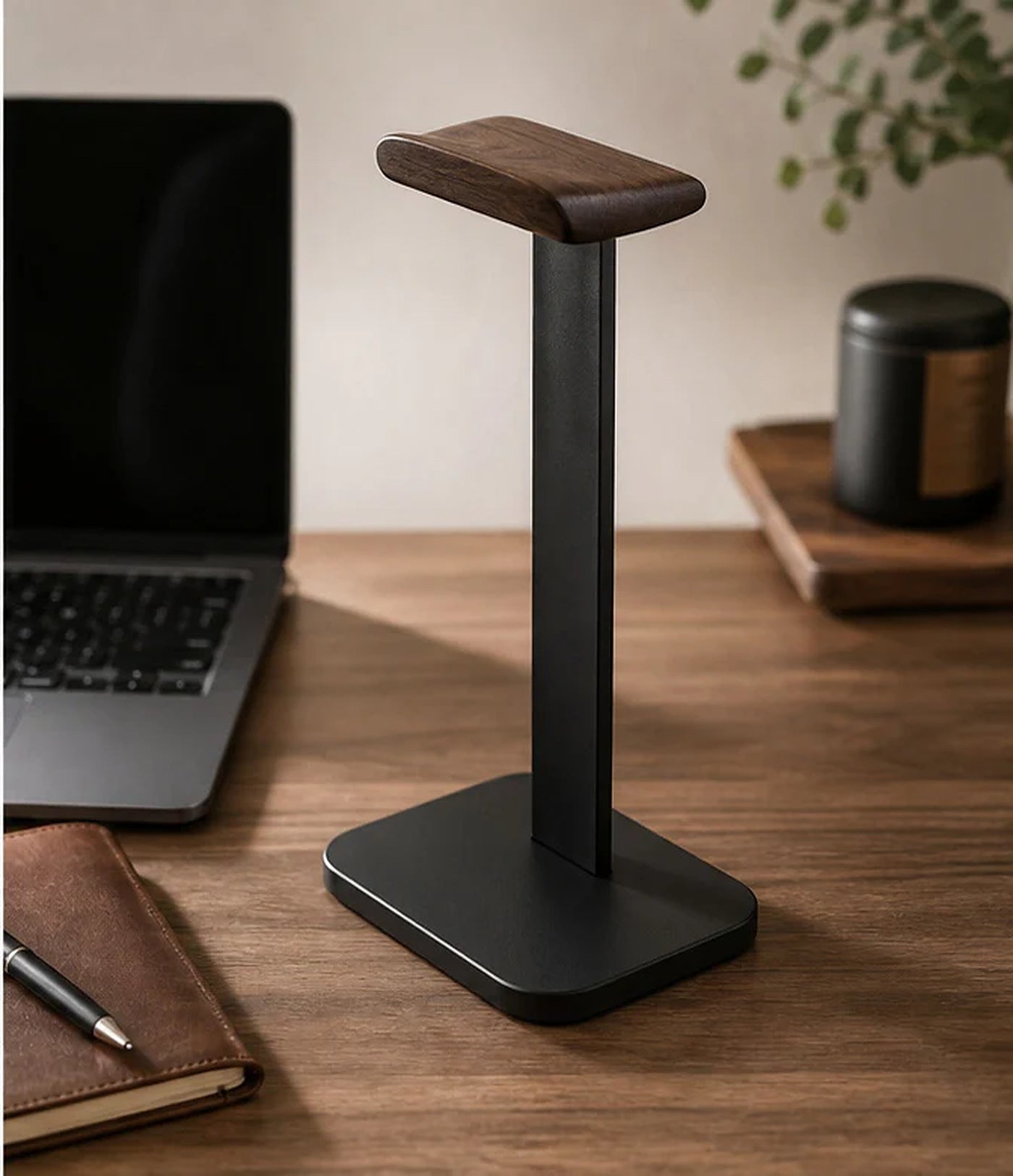 Cozy Haven Walnut Headphone Stand lifestyle image 3