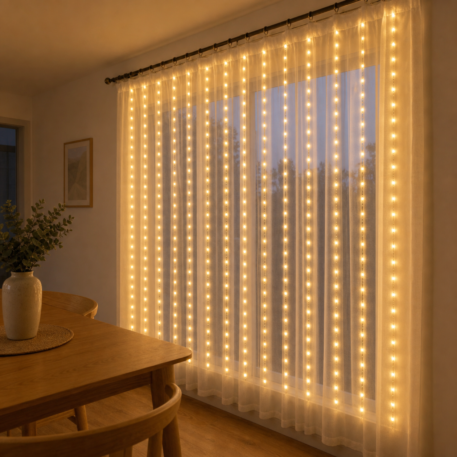 Cozy Haven Warm LED Curtain Lights — scale view