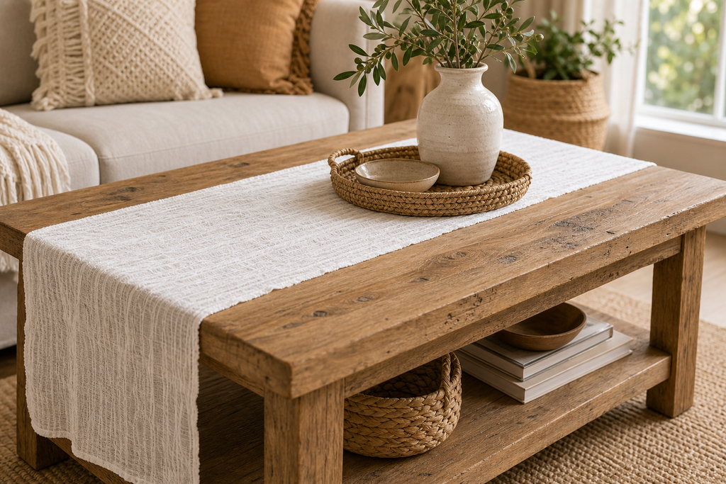 Cozy Haven White Gauze Table Runner - 50 x 135 cm