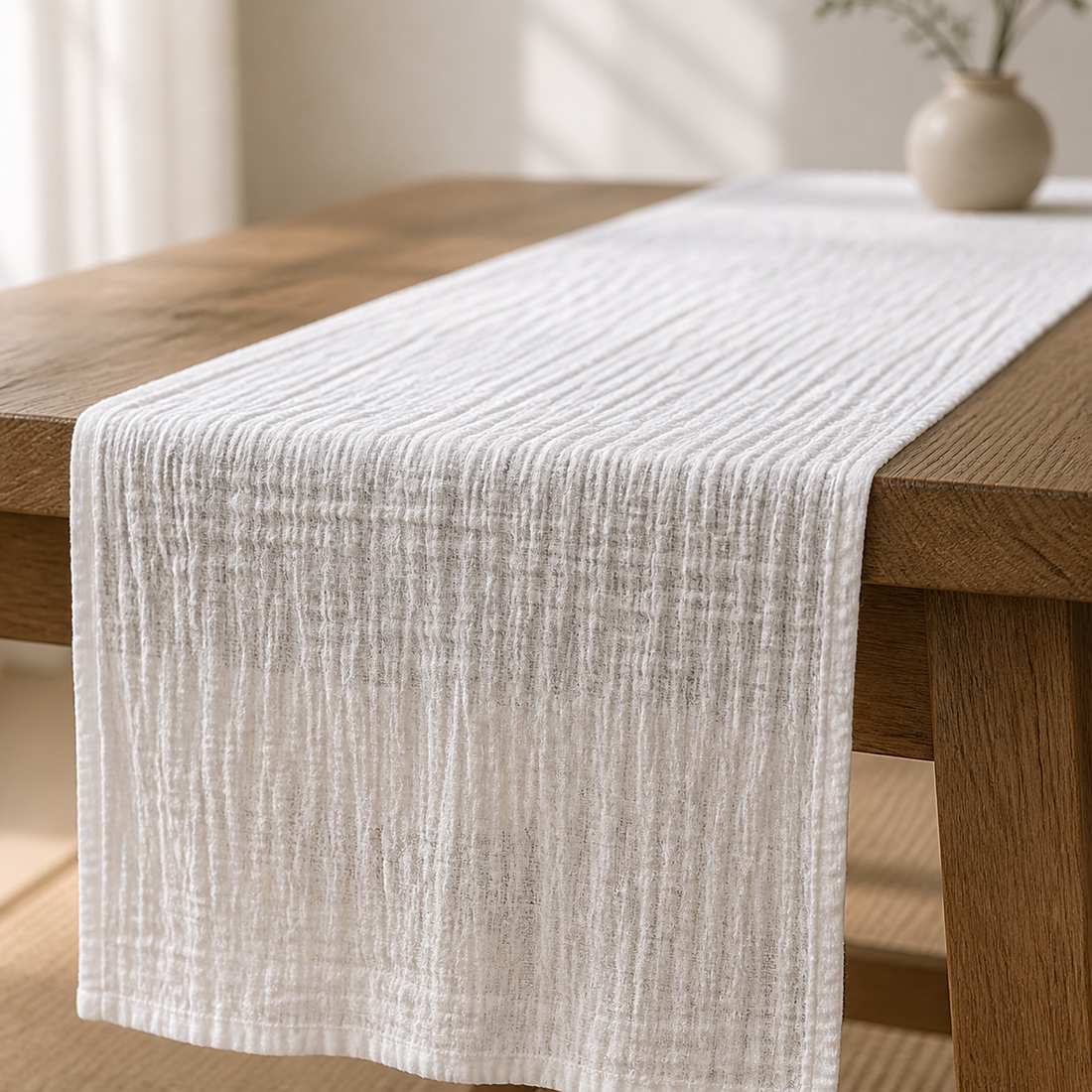 White Gauze Table Runner - 50 x 135 cm