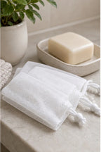 Cozy Haven White Mesh Soap Saver Bags - 10 Piece Set styled bathroom view 2