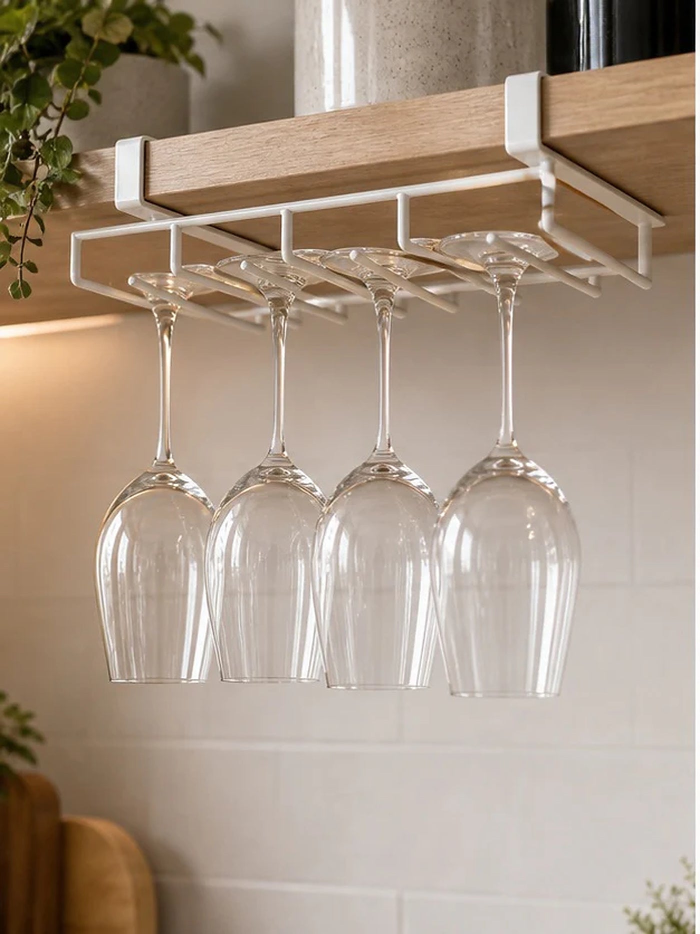Cozy Haven White Under-Shelf Wine Glass Rack lifestyle image 1