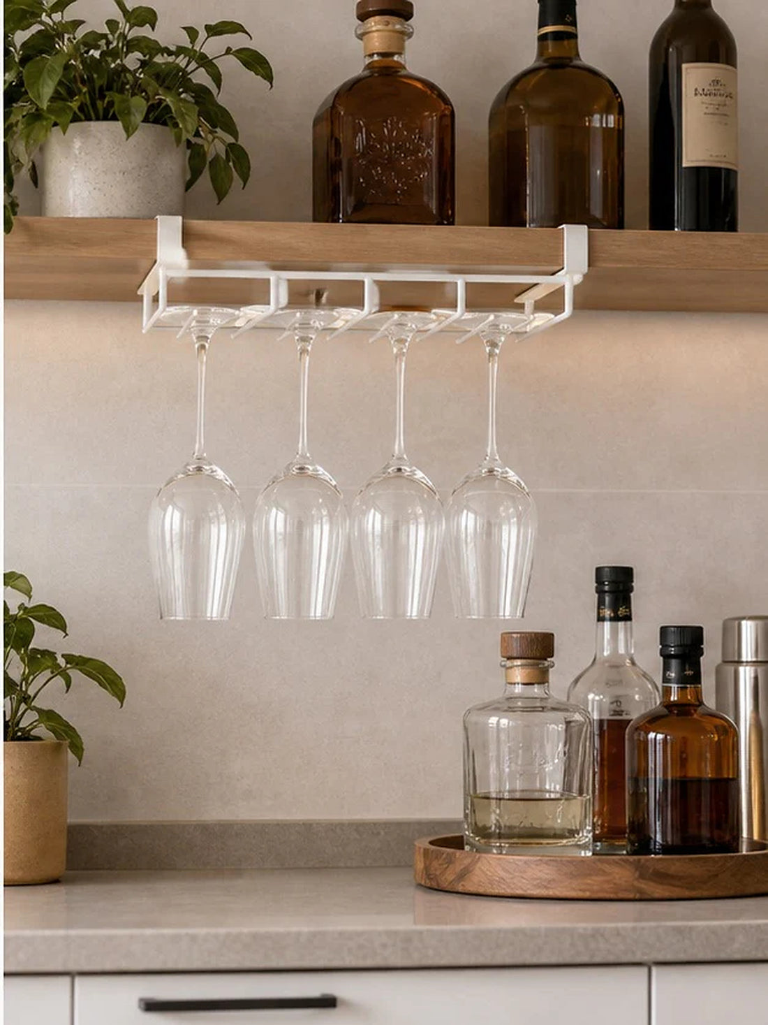 White Under-Shelf Wine Glass Rack