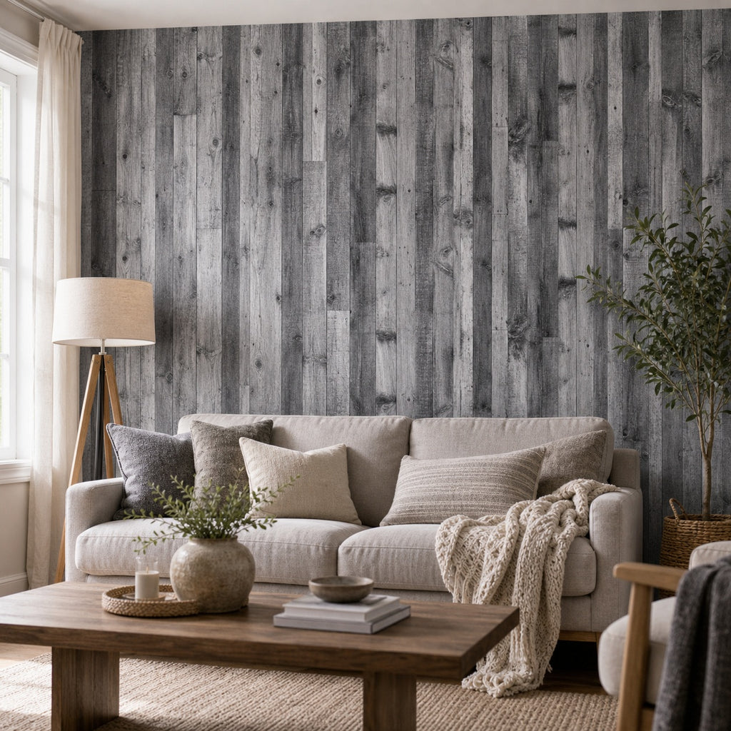 Cozy Haven Peel and Stick Wood Plank Wall Decal Roll - Light Gray Wood Grain / 1 m x 45 cm Sample, Light Gray Wood Grain / 2 m x 45 cm, +3 more