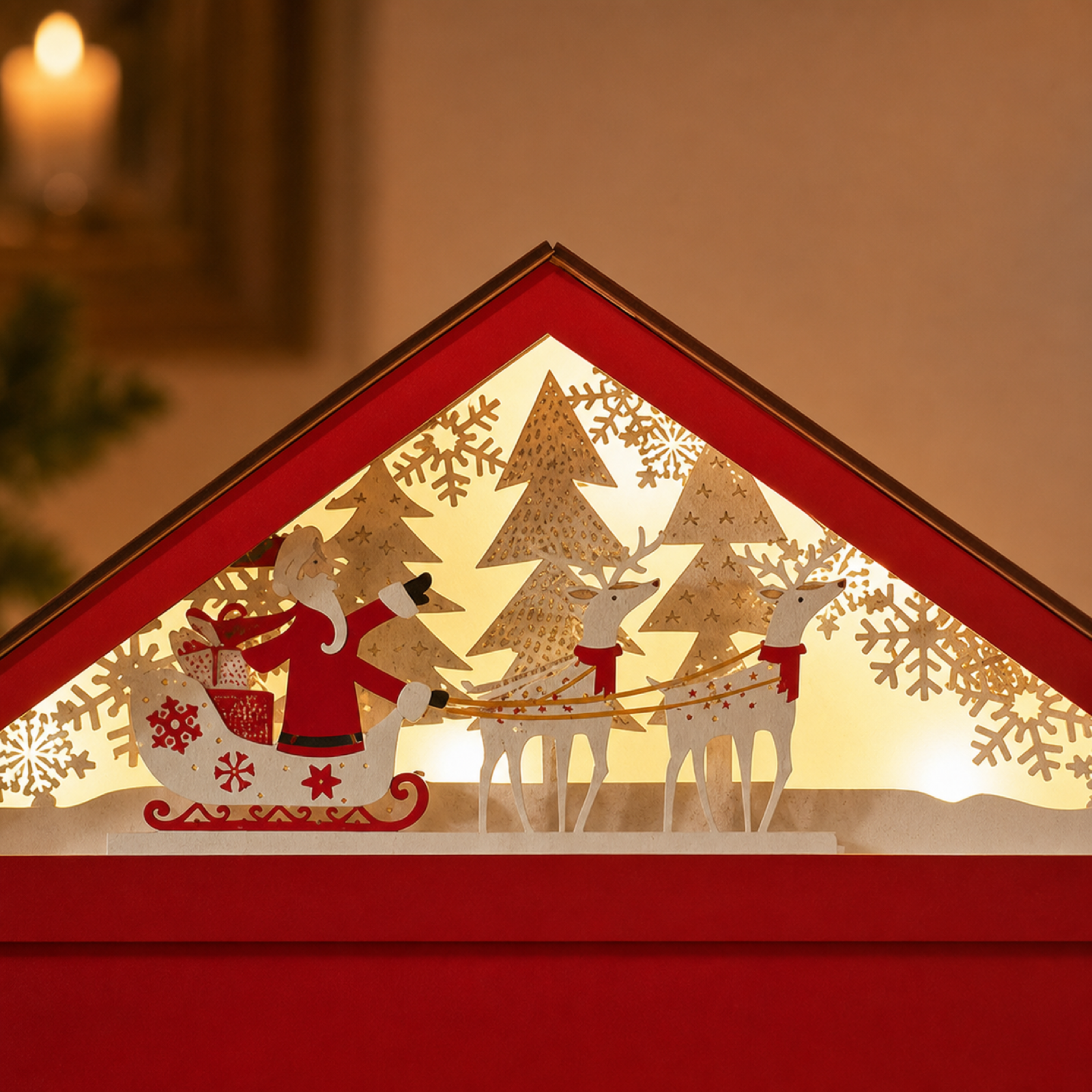 Cozy Haven Wooden Advent Calendar — 24 Drawers — detail view