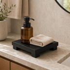 Cozy Haven Wooden Square Bathroom and Storage Tray in Black