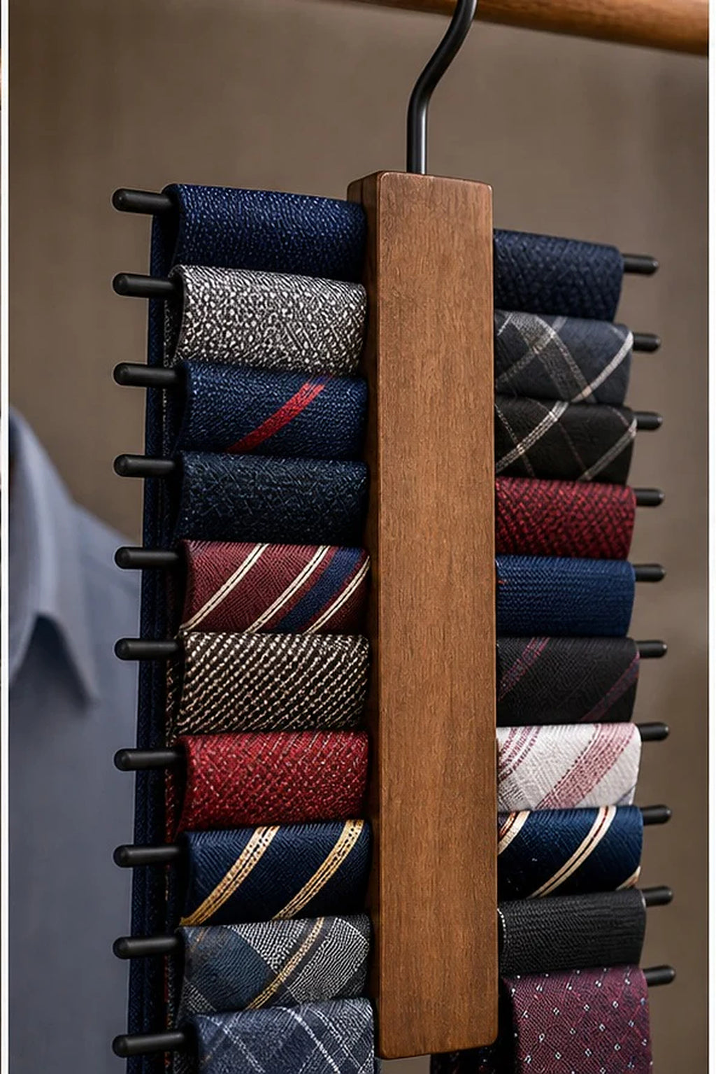 Cozy Haven Wooden Tie Organizer Rack lifestyle image 2