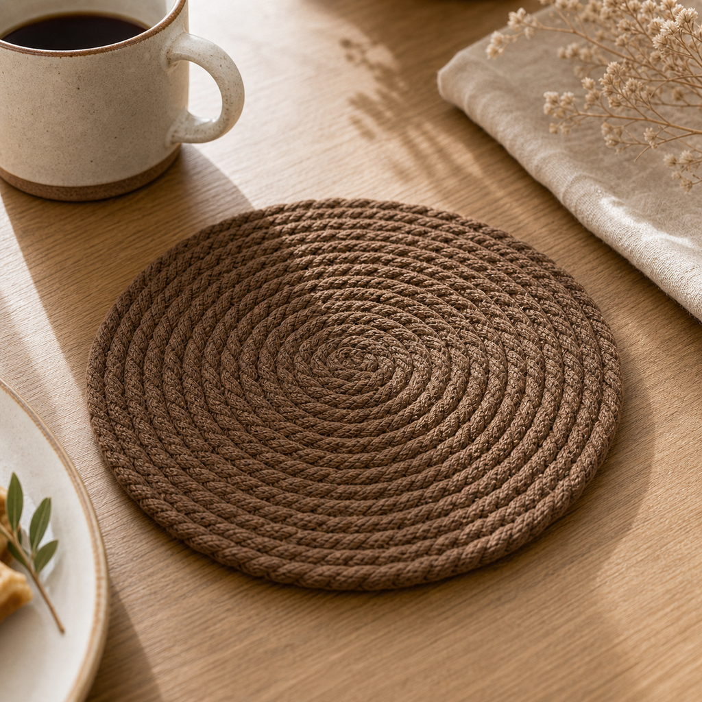 Cozy Haven Woven Coaster and Placemat - Coffee Brown