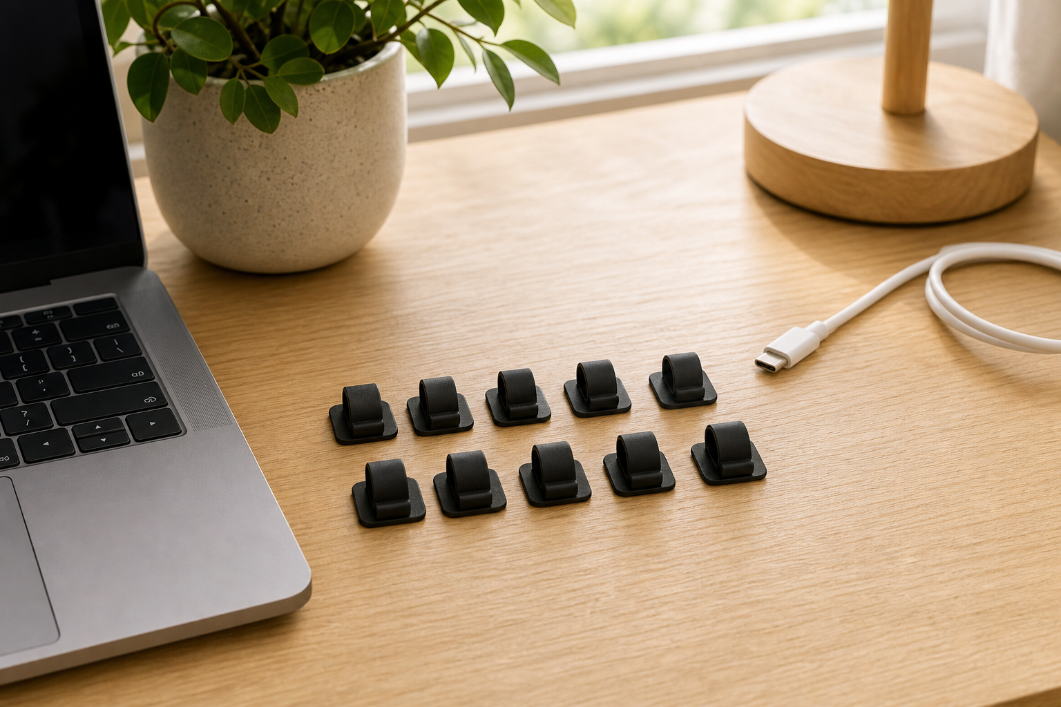 Cozy Haven Adhesive Cable Tie Clips - Black / 10-Piece Set lifestyle image