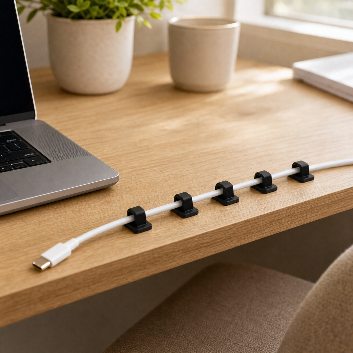 Cozy Haven Adhesive Cable Tie Clips styled in a home setting