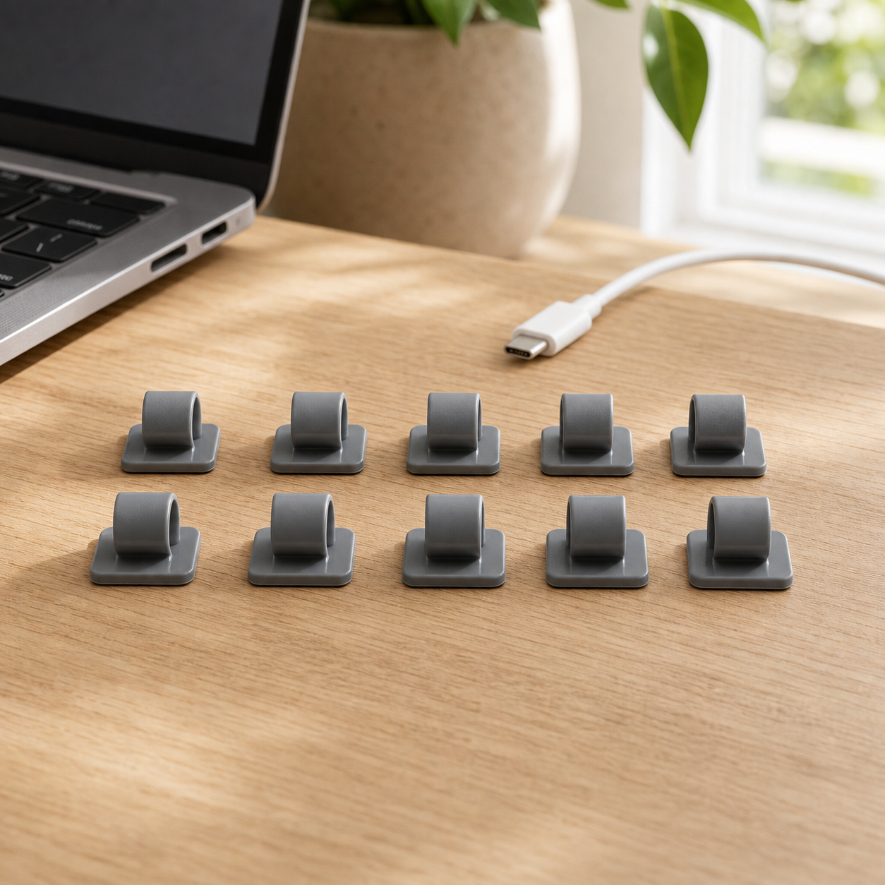 Cozy Haven Adhesive Cable Tie Clips - Gray / 10-Piece Set lifestyle image