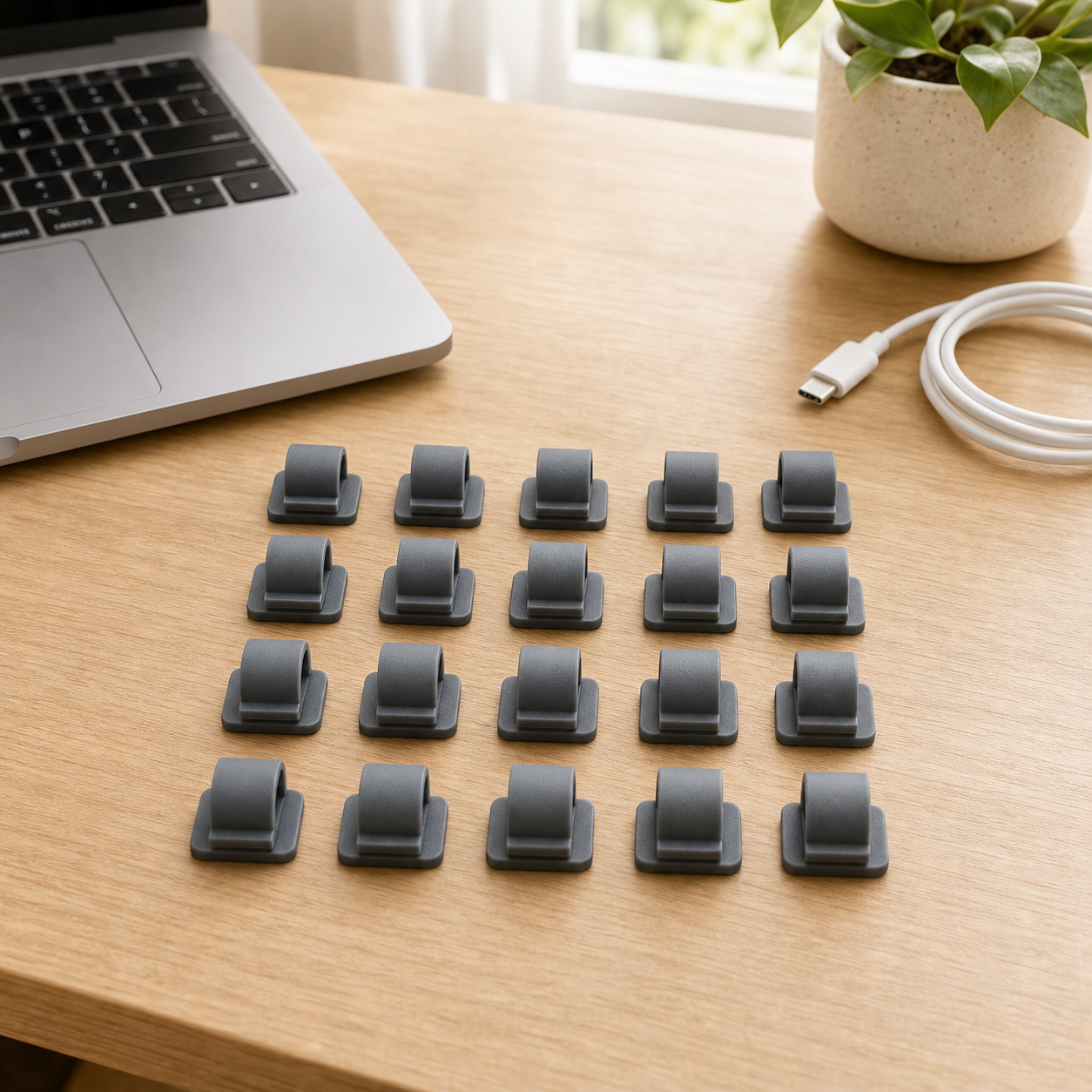 Cozy Haven Adhesive Cable Tie Clips - Gray / 20-Piece Set lifestyle image