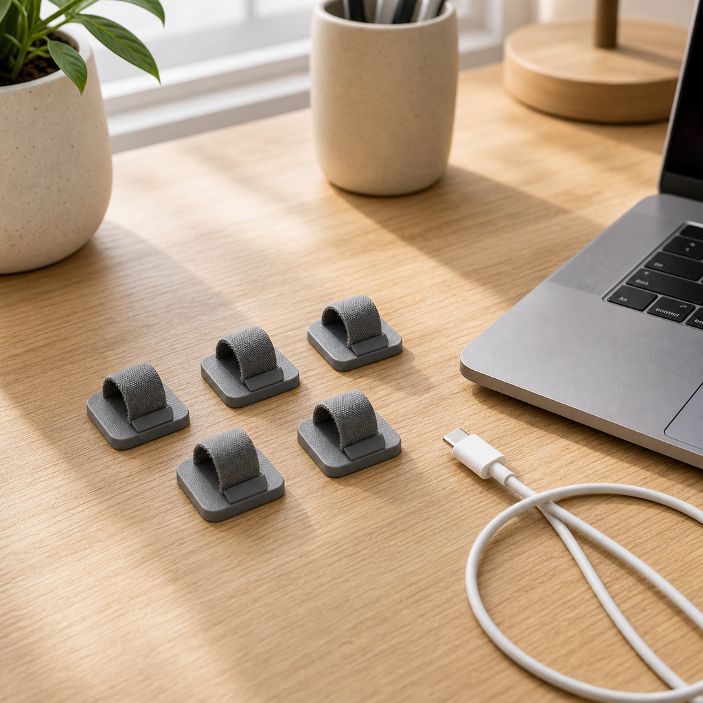 Cozy Haven Adhesive Cable Tie Clips - Gray / 5-Piece Set lifestyle image