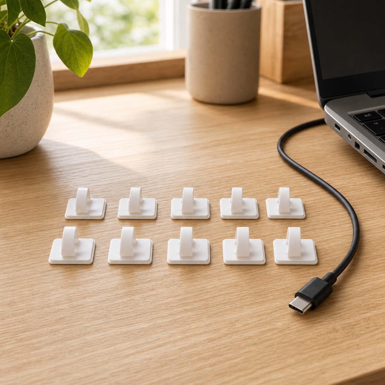 Cozy Haven Adhesive Cable Tie Clips - White / 10-Piece Set lifestyle image