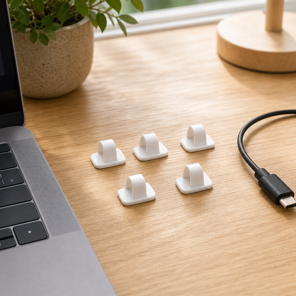 Cozy Haven Adhesive Cable Tie Clips - White / 5-Piece Set lifestyle image