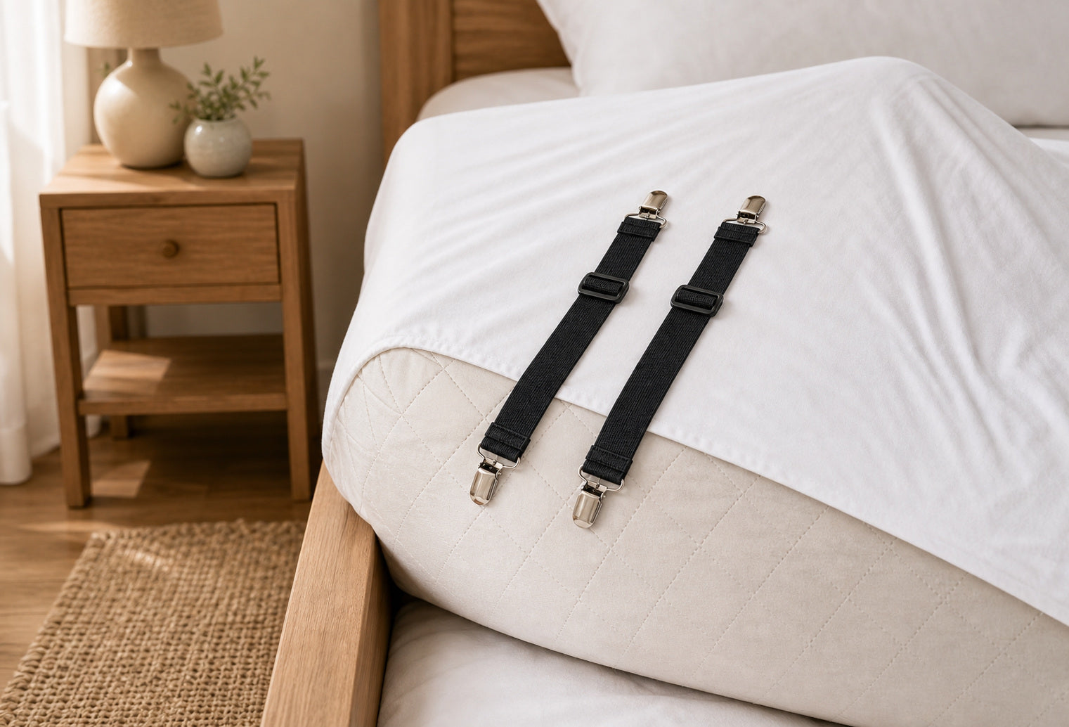 Cozy Haven Bed Sheet Straps Black / 2-Piece Set exact count lifestyle