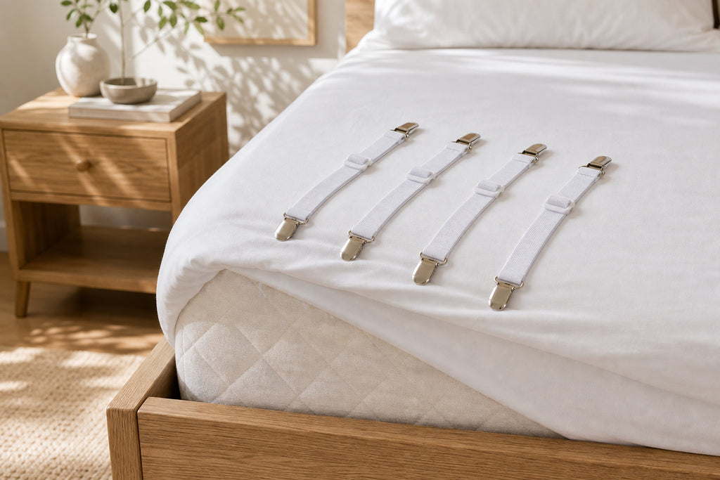 Cozy Haven Bed Sheet Straps White / 4-Piece Set exact count lifestyle