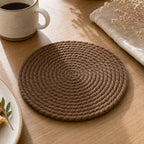 Cozy Haven Round Woven Coaster and Placemat - Coffee Brown