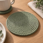 Cozy Haven Round Woven Coaster and Placemat - Green