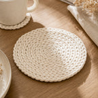 Cozy Haven Round Woven Coaster and Placemat - Milk Coffee
