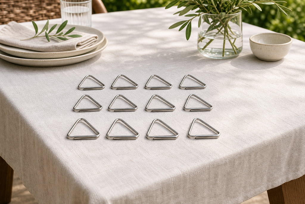 Cozy Haven Stainless Steel Tablecloth Clips - 12 Piece Set exact-count lifestyle image