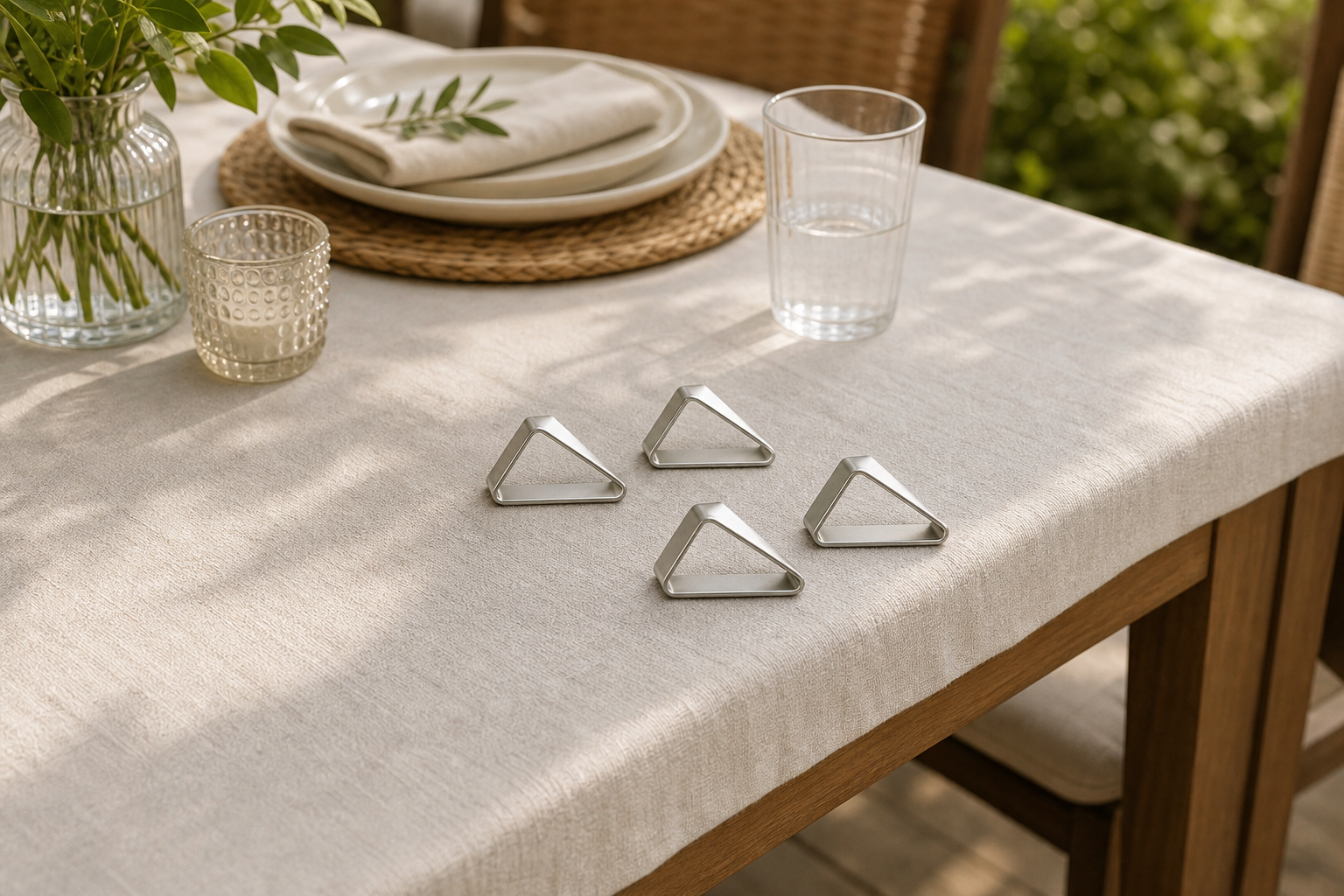 Cozy Haven Stainless Steel Tablecloth Clips - 4 Piece Set exact-count lifestyle image