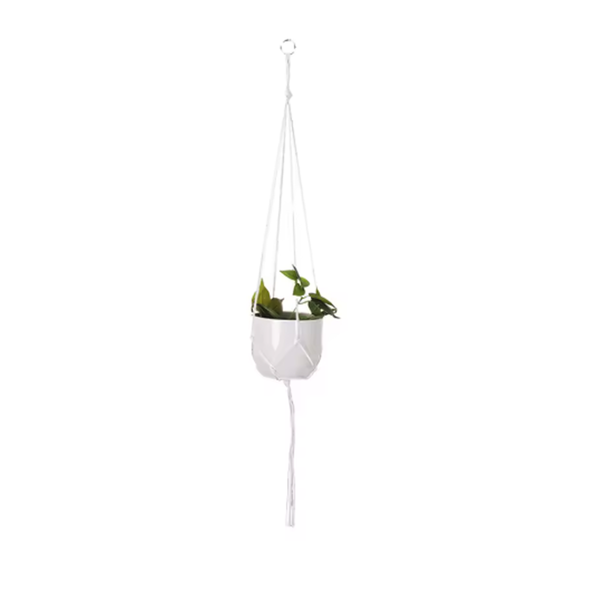 Cozy Haven Boho Macrame Hanging Planter - Style 15 - White Macrame Hanger