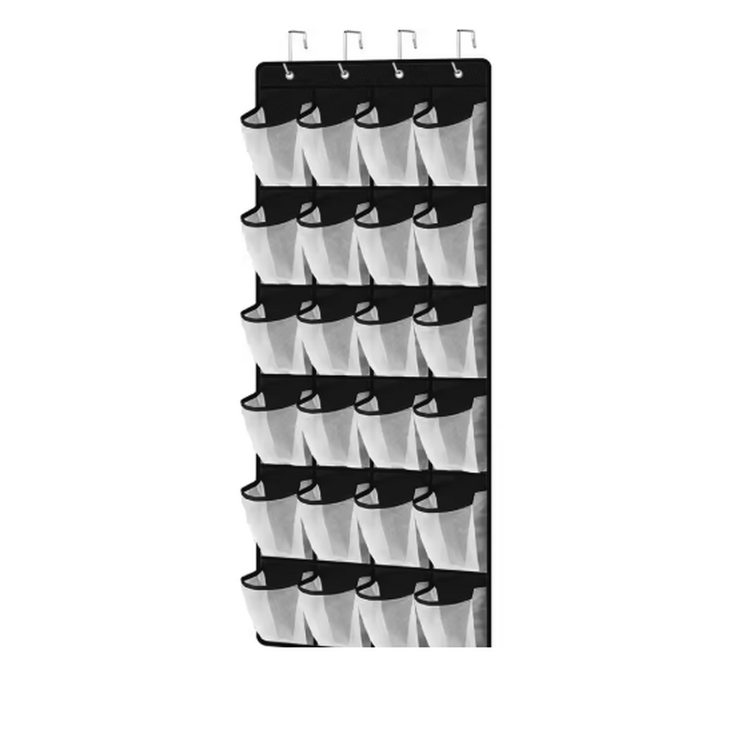 Cozy Haven Closet Over Door Hanging Organizer - Black and White / 24 Pockets