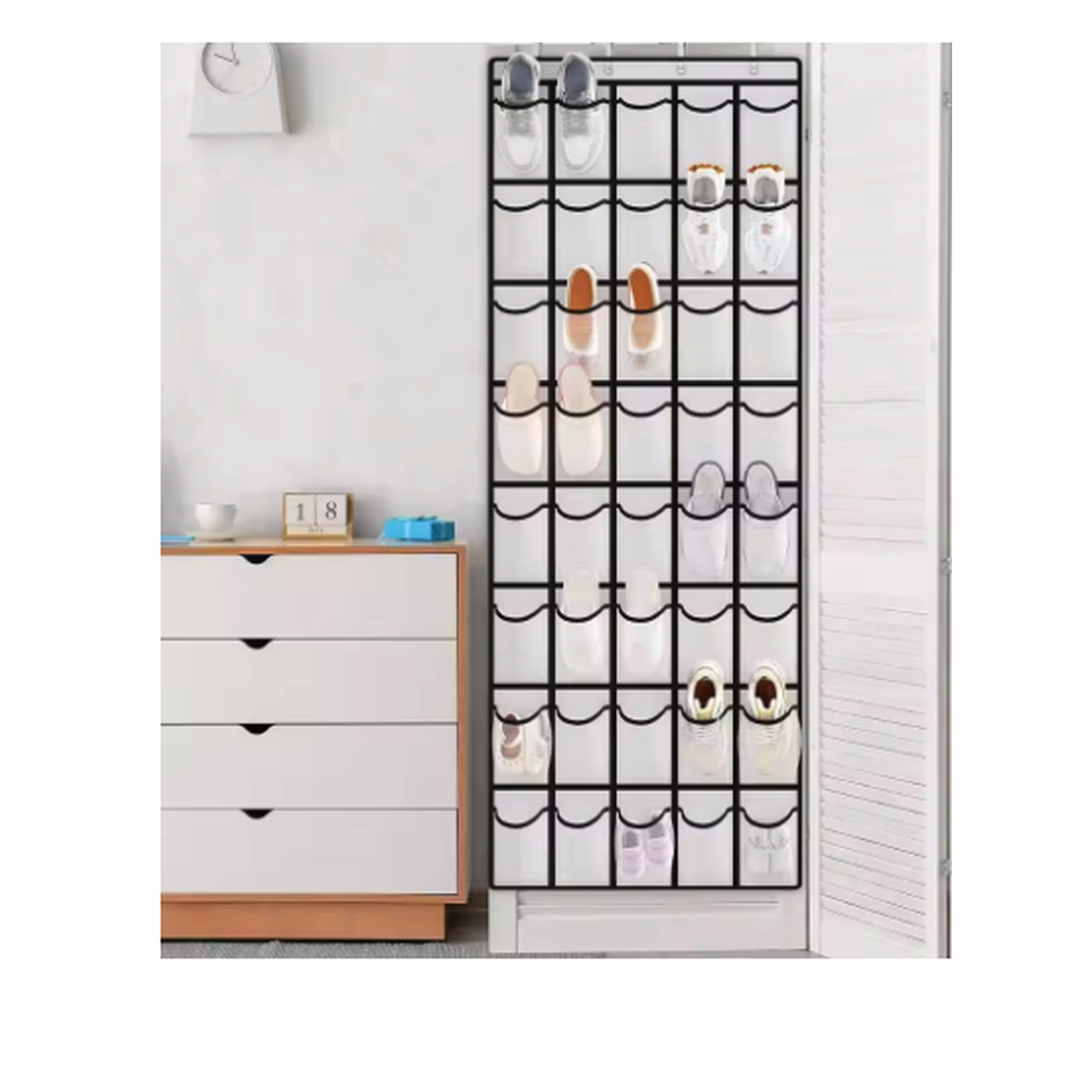 Cozy Haven Closet Over Door Hanging Organizer - Black and White / 40 Pockets
